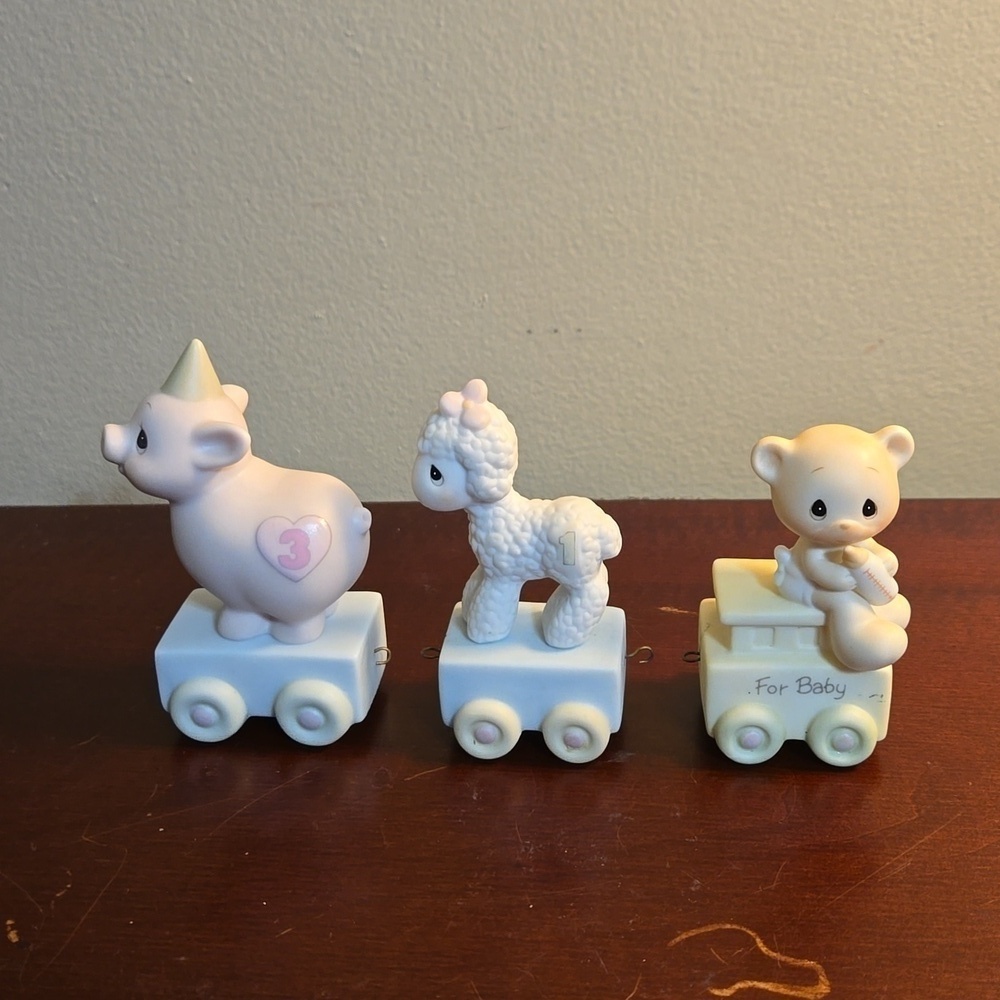 Precious Moments Birthday Series Train Three Pieces Pig Lamb Bear